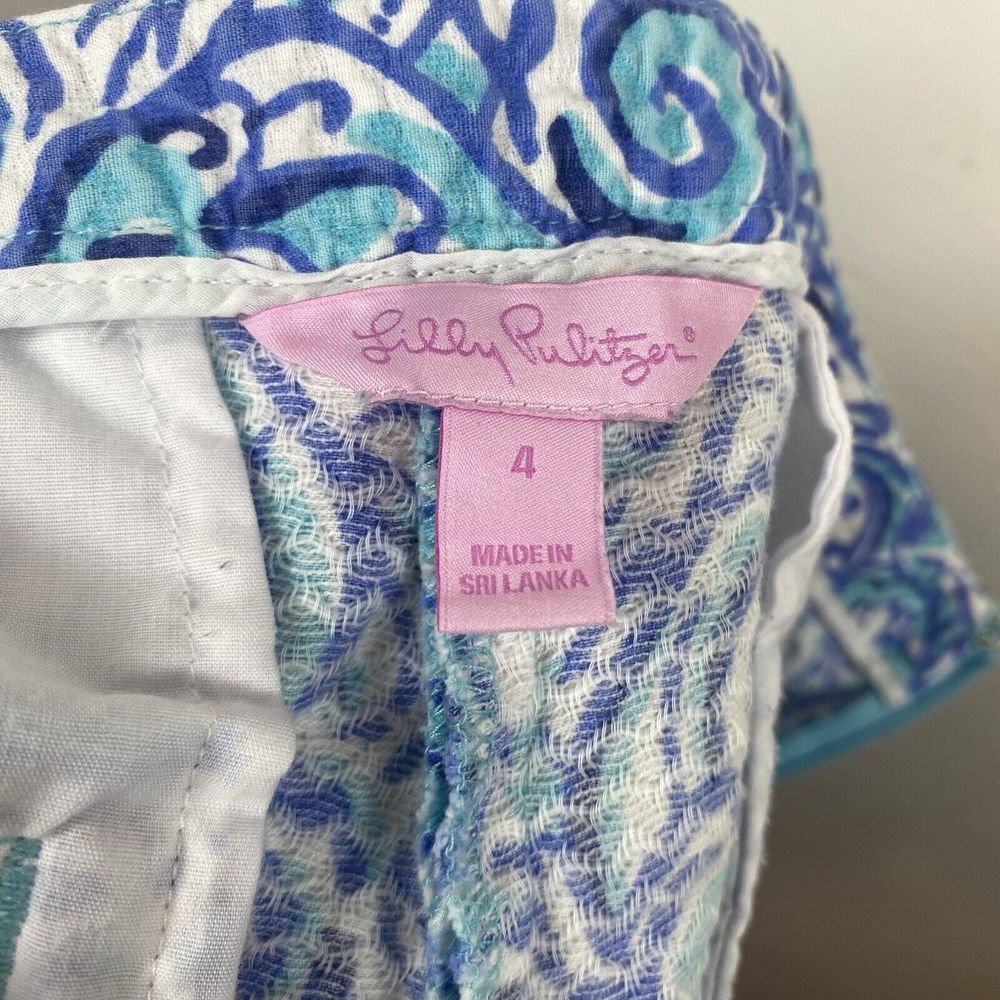 Lilly Pulitzer Women's Sz 4 Shorts Adie Chasing Tail Blue Fish Beach 100% Cotton - Picture 6 of 8